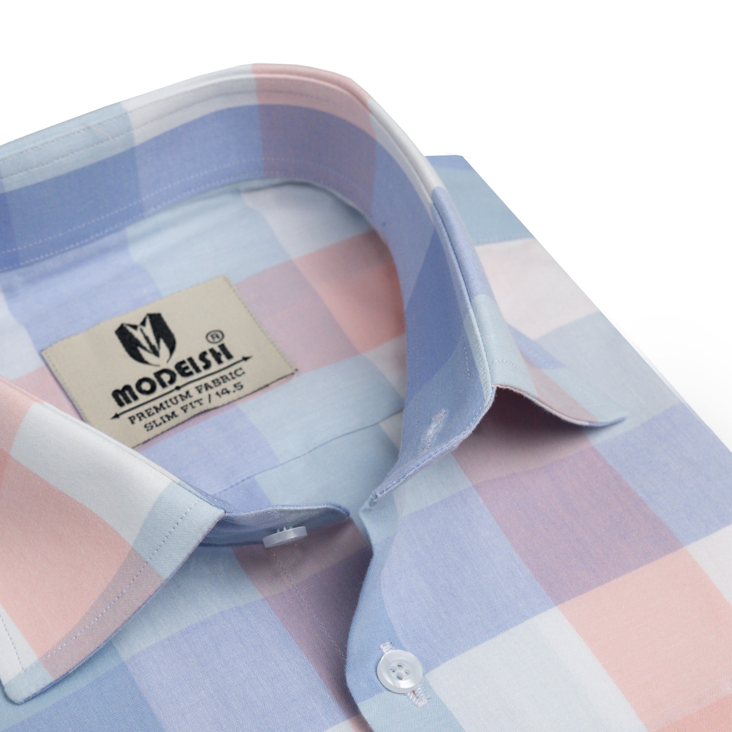 Sky Peach check Formal shirt