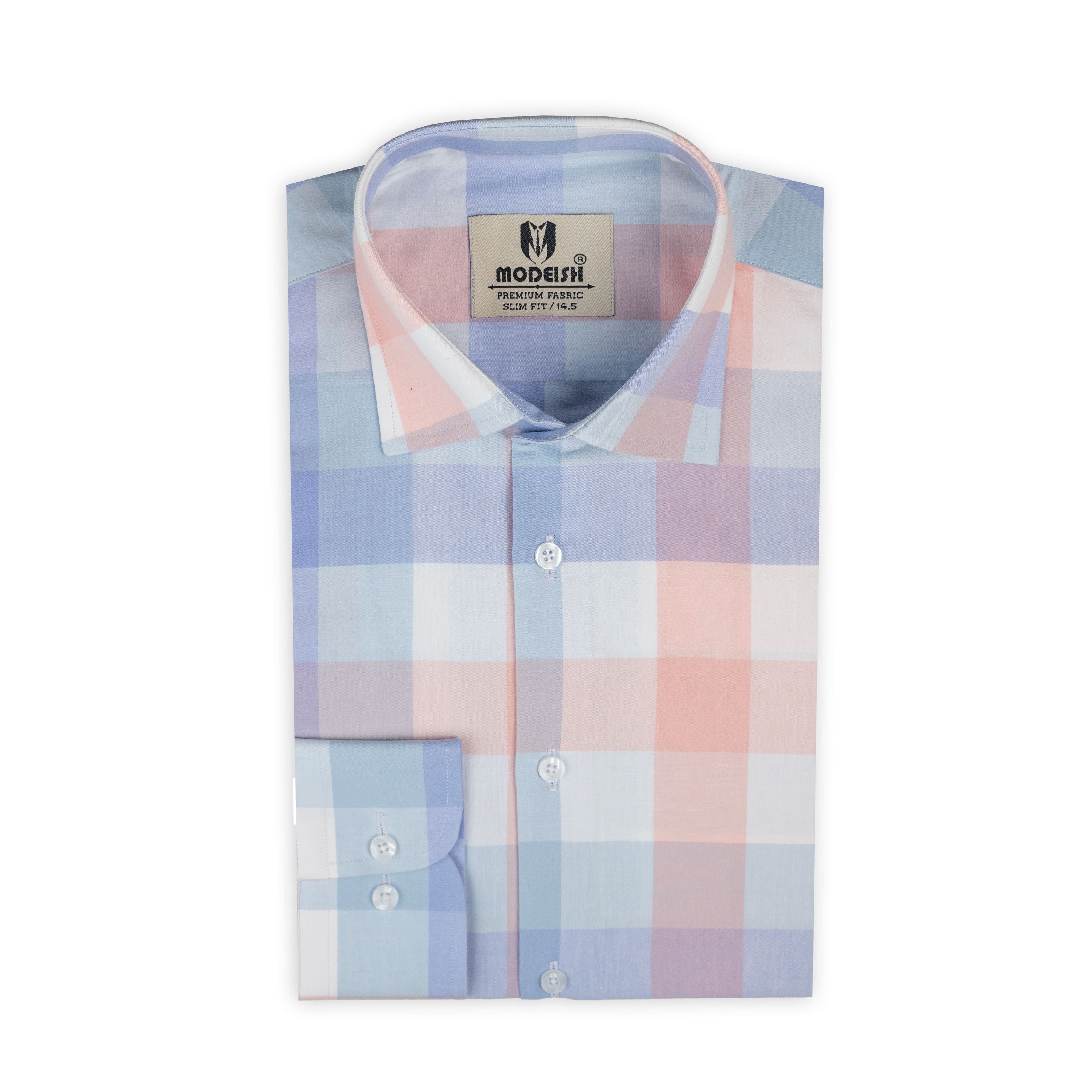 Sky Peach check Formal shirt