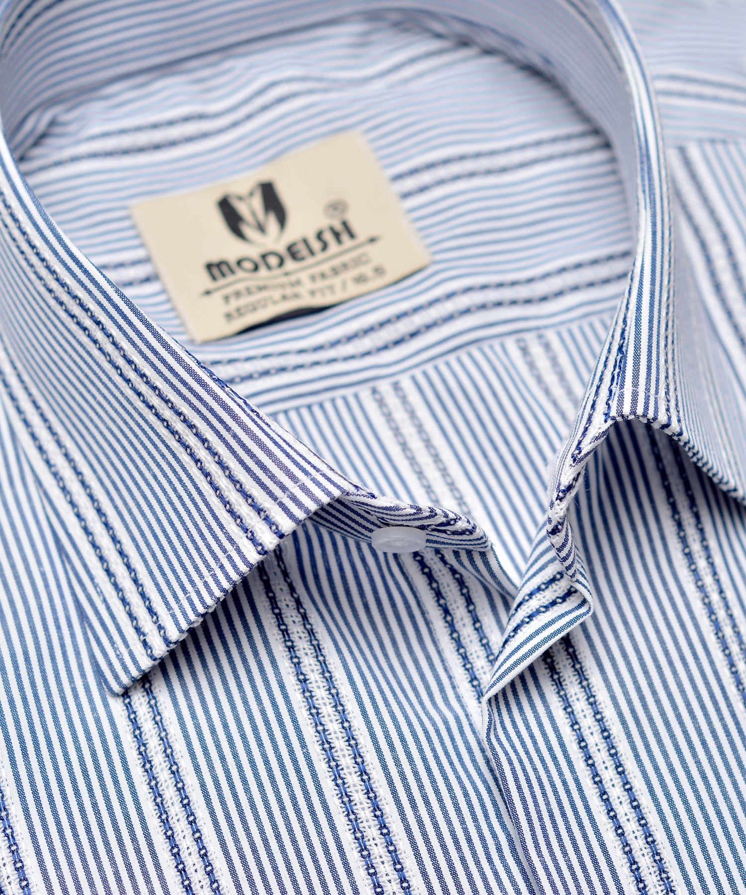 White Blue Stripe Summer Fabric Shirt