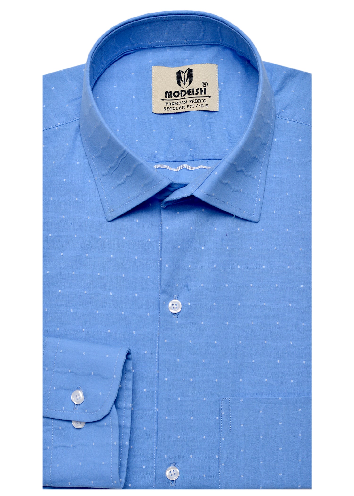Picton Blue Doted Summer Fabric Shirt