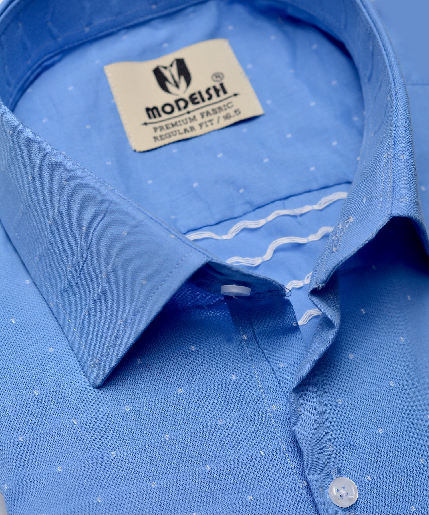 Picton Blue Doted Summer Fabric Shirt