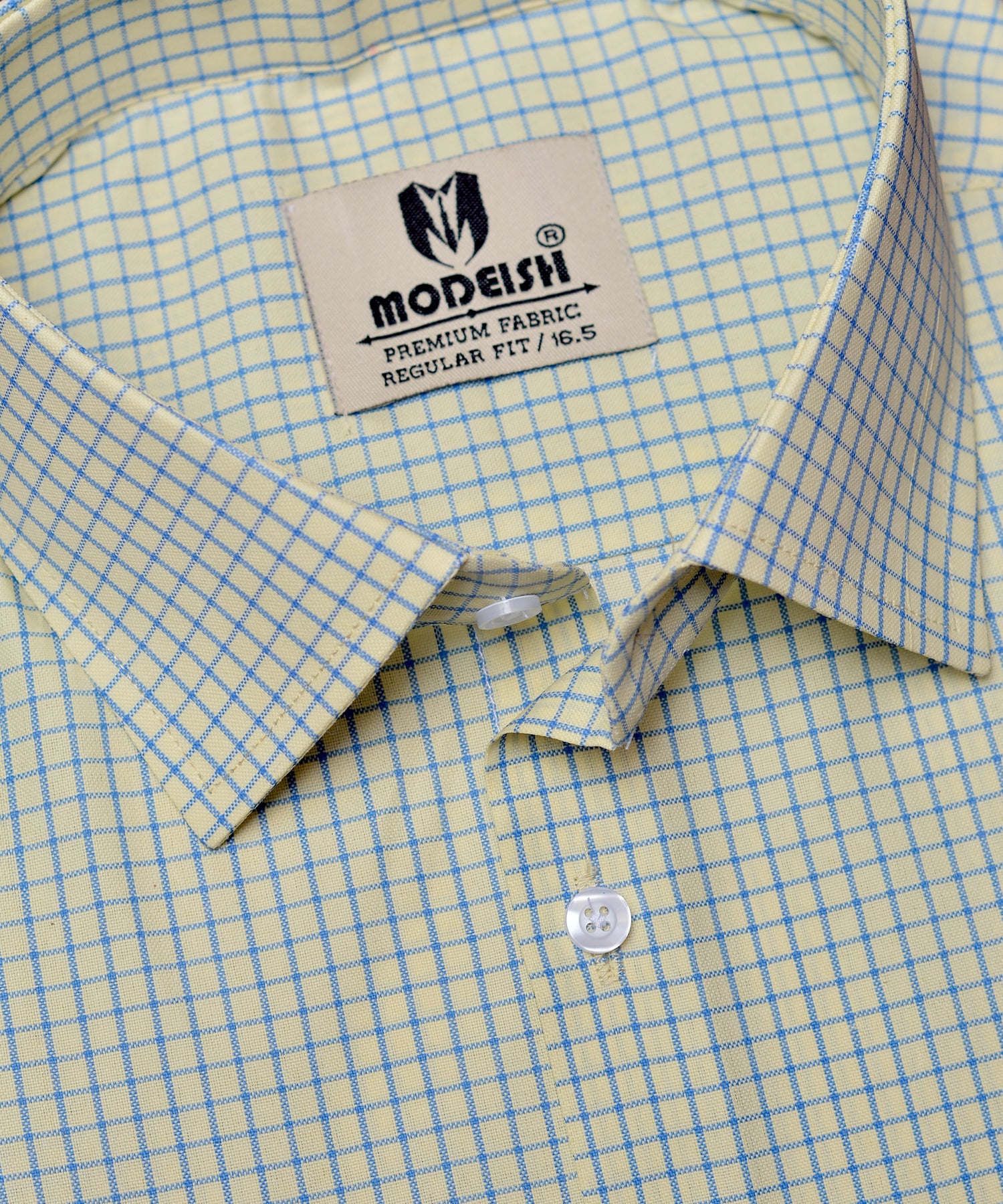 Yellow ice check summer Fabric Shirt