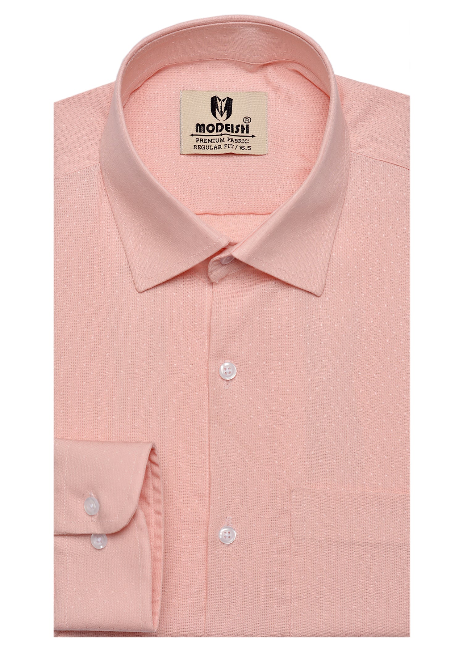 Peach Self Dot Summer Fabric Shirt