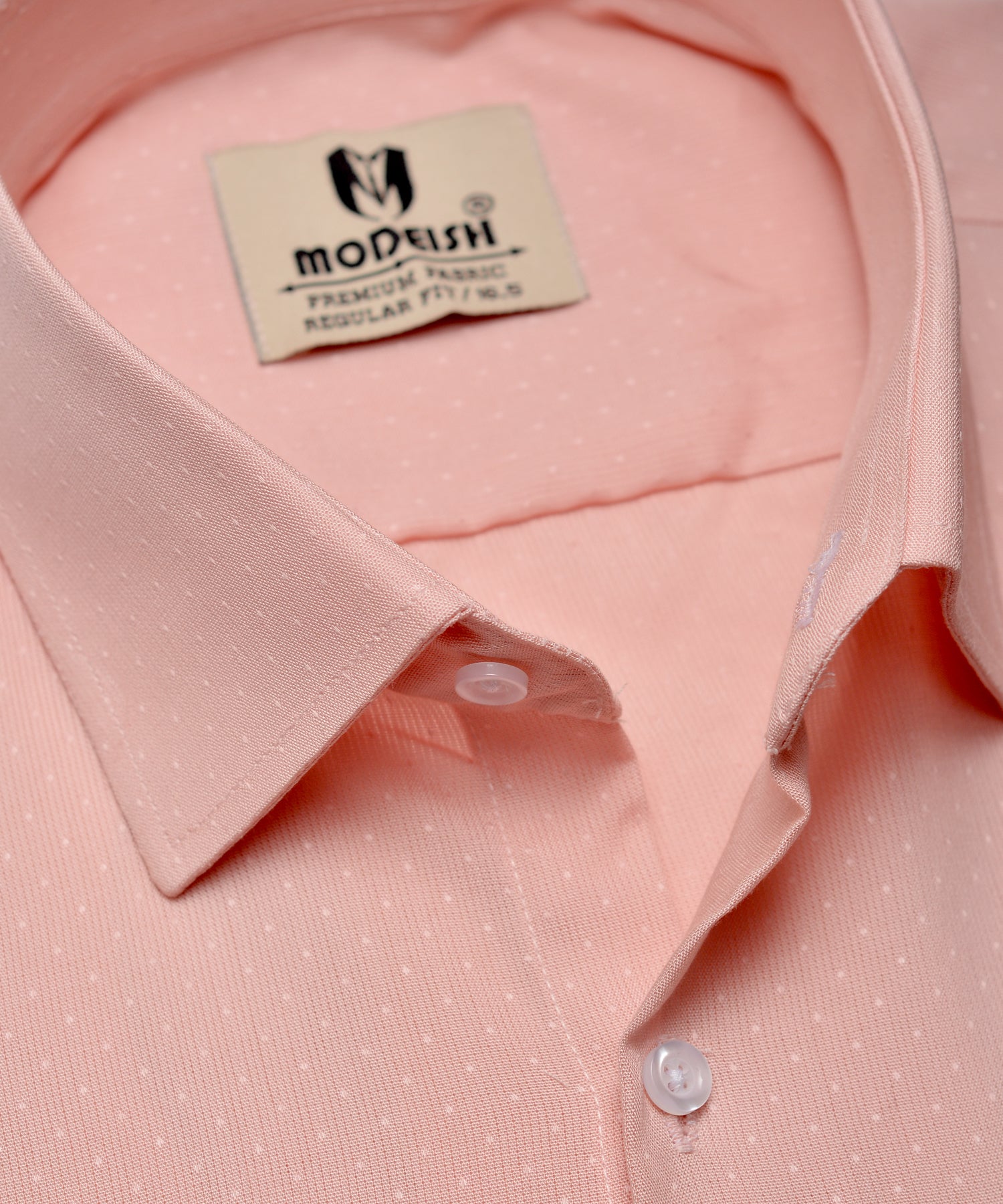 Peach Self Dot Summer Fabric Shirt