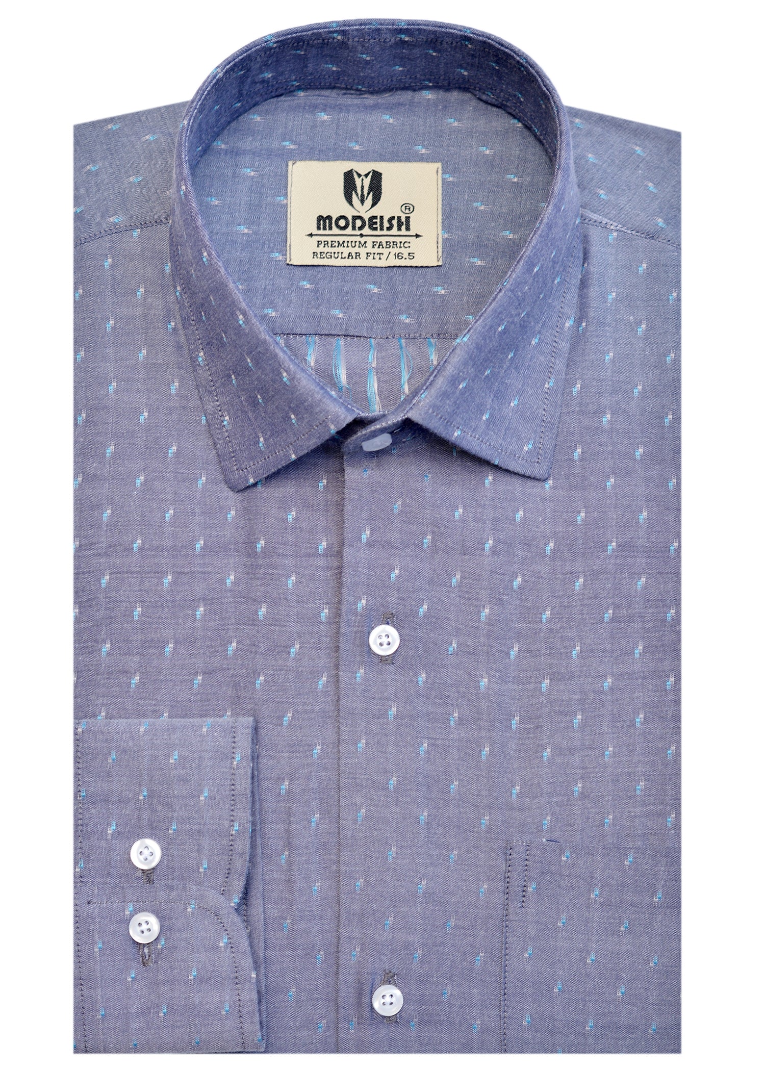 Blue Berry self Dot Summer Fabric Shirt