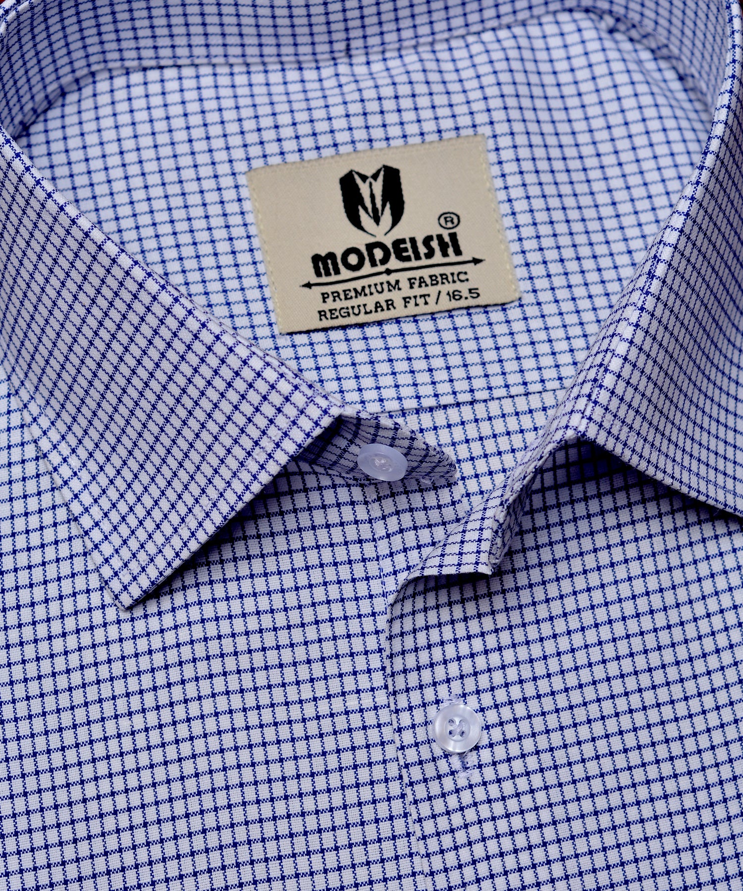 Blue White Check Summer Fabris Shirt