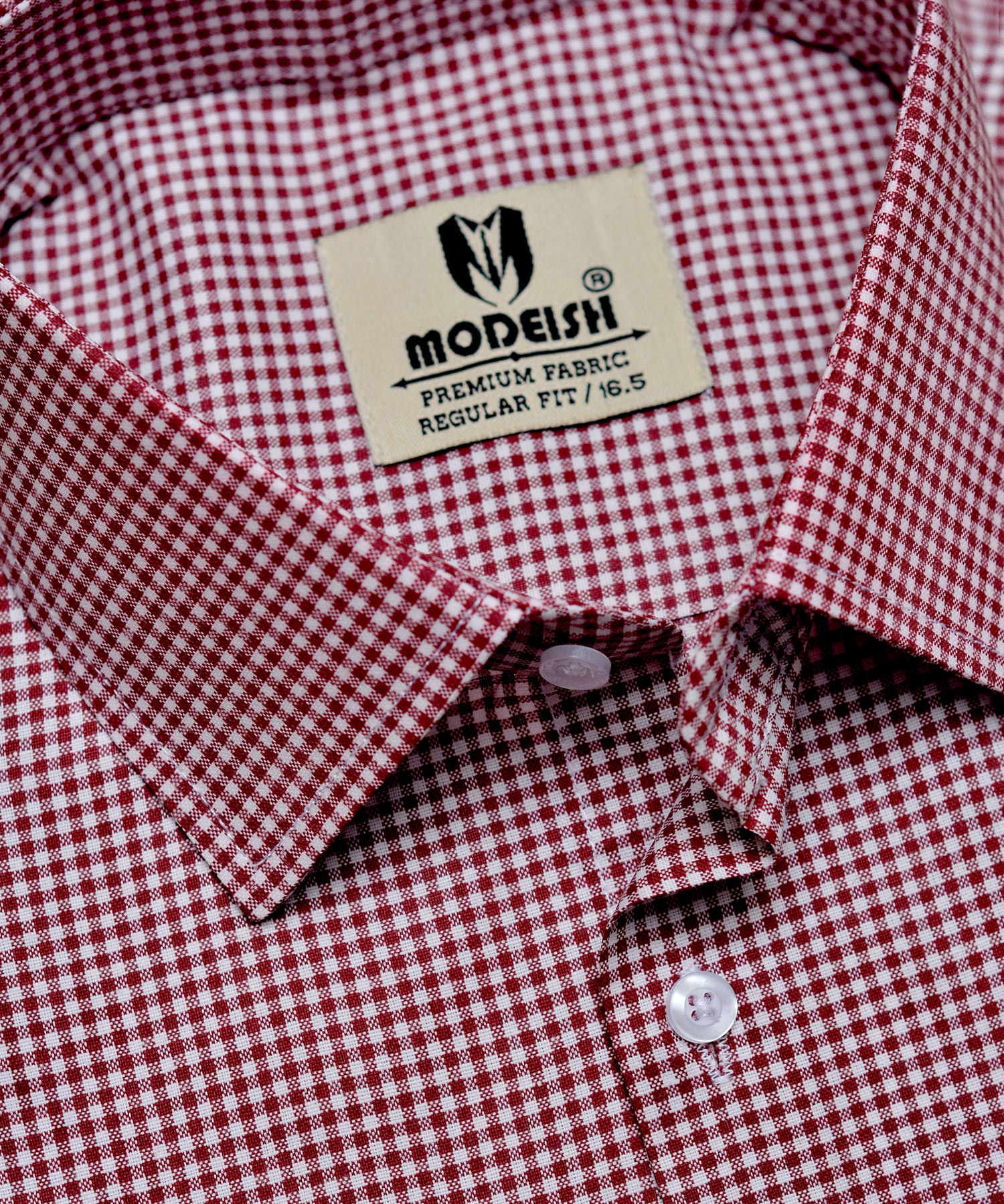 Crimson Red  box check Summer Fabric Shirt